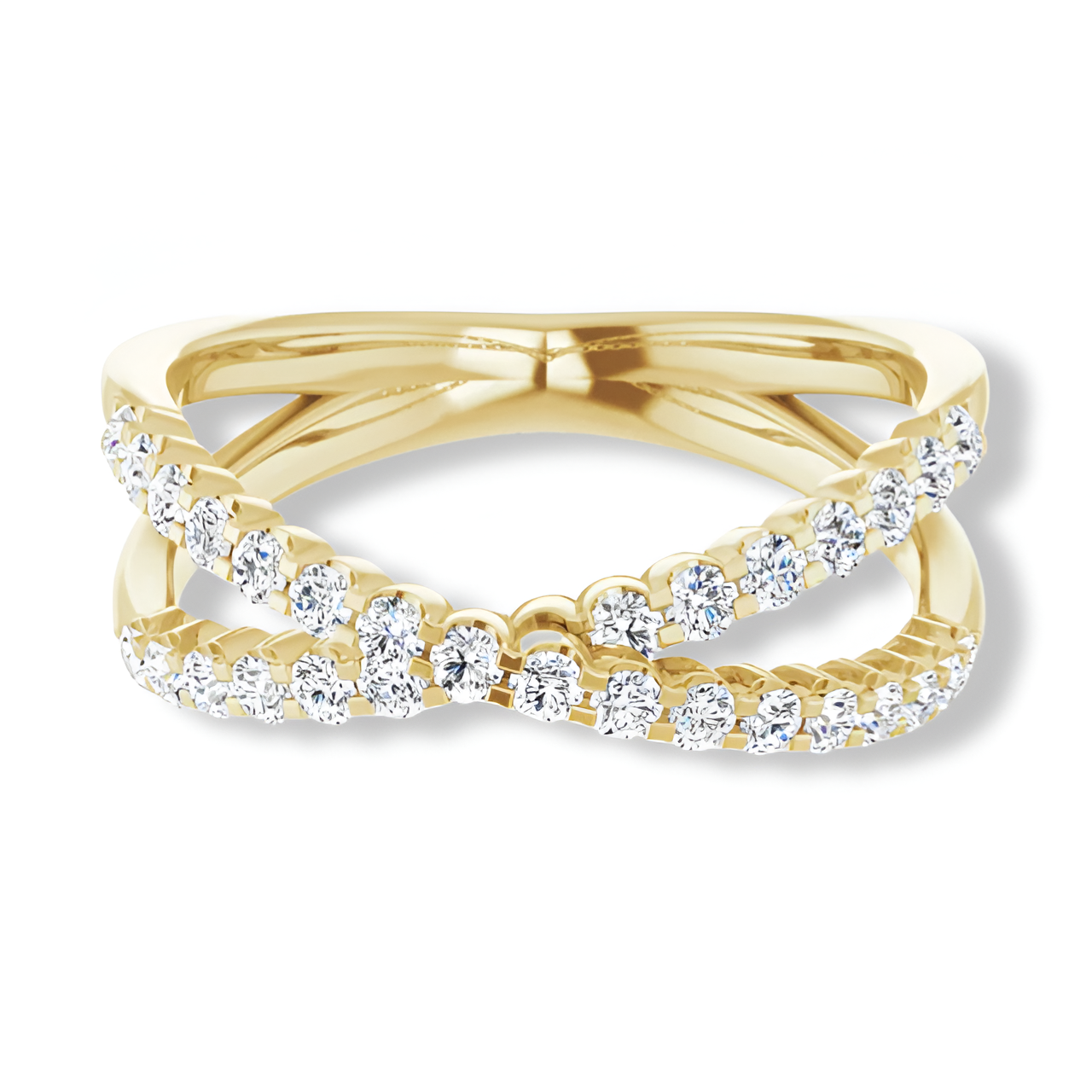 Criss Cross Round Diamond Band-VIRABYANI